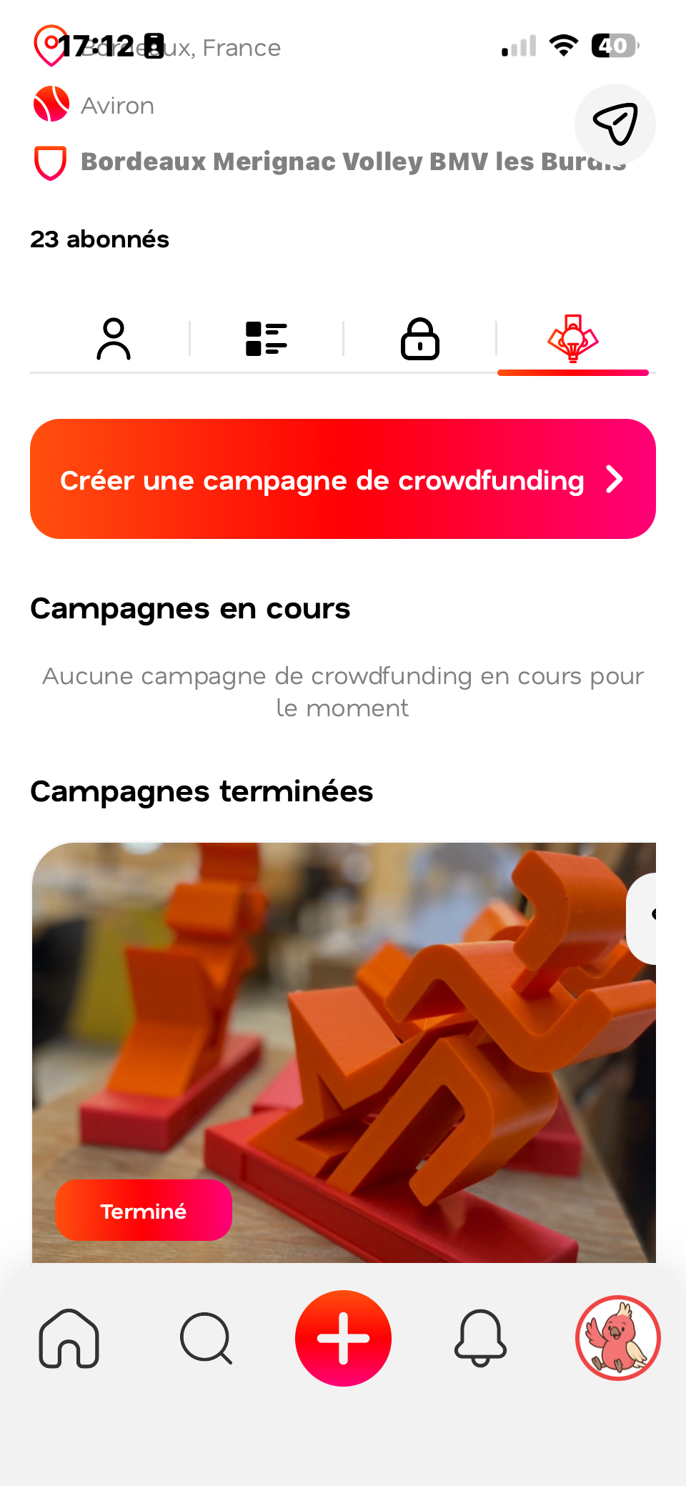 Module de crowdfunding et campagnes de financement sur l'application Sheplayzz